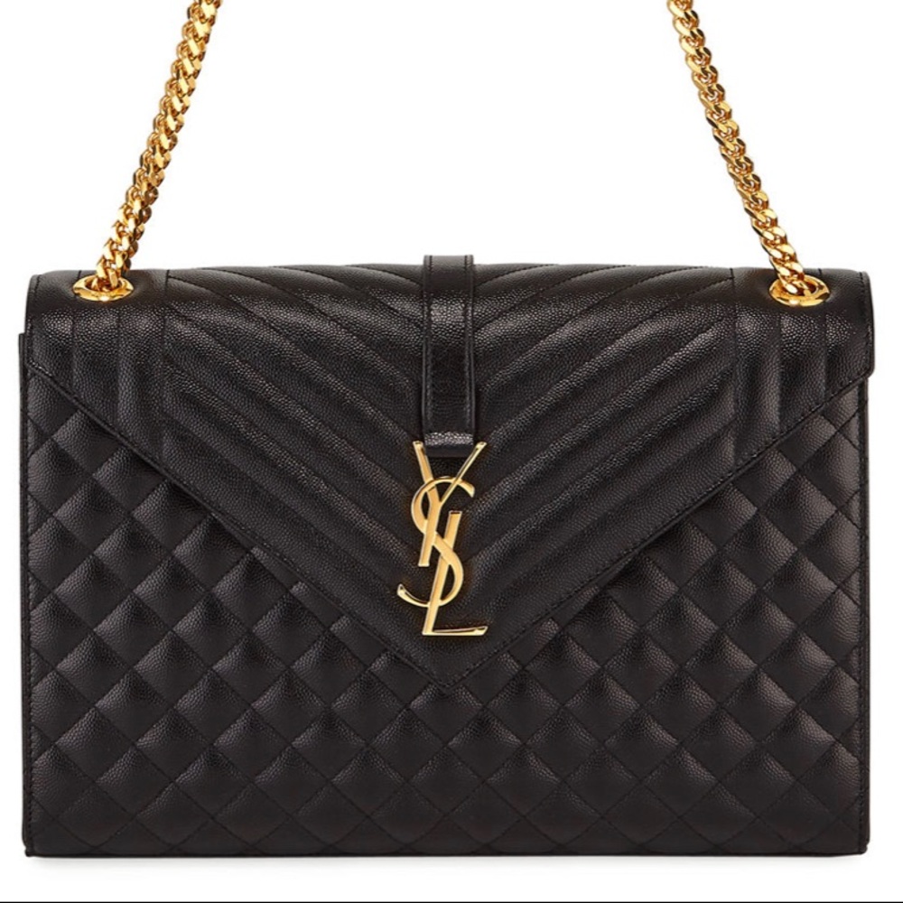 Saint Laurent Envelope Large Mix MATELASSÉ Grain De Poudre Embossed Leather NWT